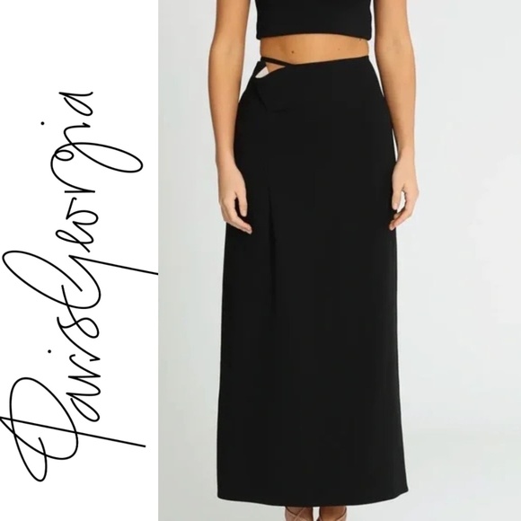 Paris Georgia Franca Cutout Crepe Fitted Skirt - Picture 1 of 8